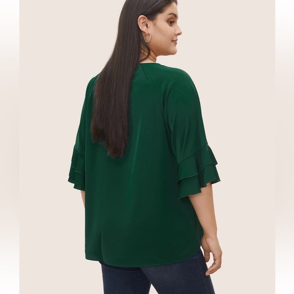 BloomChic Plain Ruffle Tiered Round Neck Blouse XL us14-16 - Picture 2 of 7